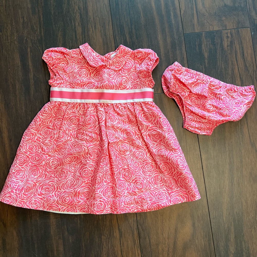 Lilly Pulitzer 12-18m EUC Pink and White Roses Dress